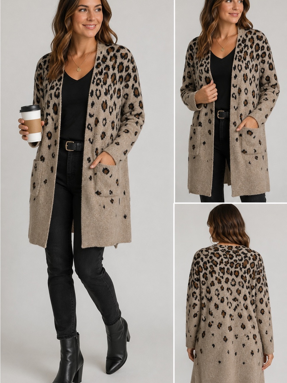 Nine West Leopard Print Longline Cardigan – Size XL
